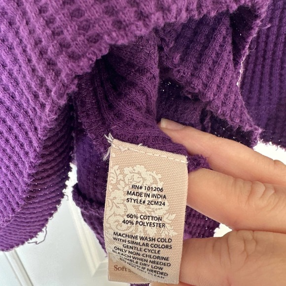 Soft Surroundings Purple Waffle Knit Raw Hem Tunic with Buttons - Picture 7 of 7